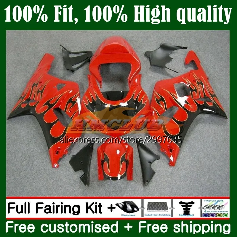 

Injection For SUZUKI GSXR-750 GSXR600 K1 GSXR 750 600 CC 11No.20 GSXR750 2001 2002 2003 GSX-R600 01 02 03 Fairings Black flames