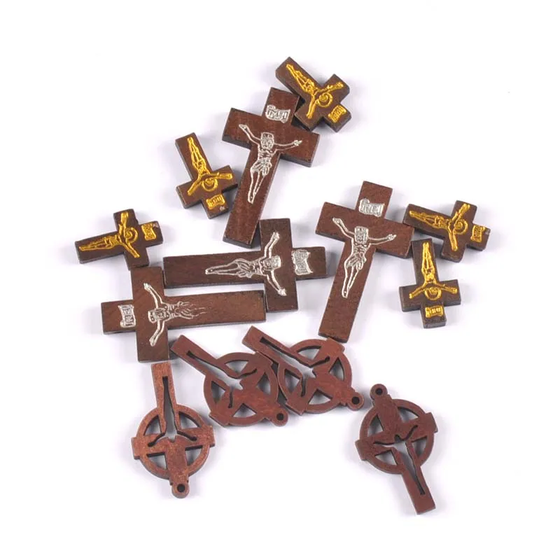 Подвески ручной работы для ожерелья mt2683 деревянный крест подвеска натуральные