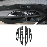 abs carbon fiber for peugeot 3008 gt 2017 2021 car accessories car window lift switch button cover trim door armrest panel frame