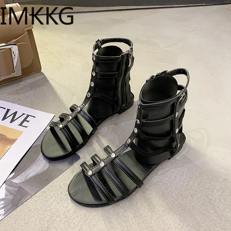 Женская обувь сандалии-гладиаторы на ремешках высокие сапоги до колена молнии