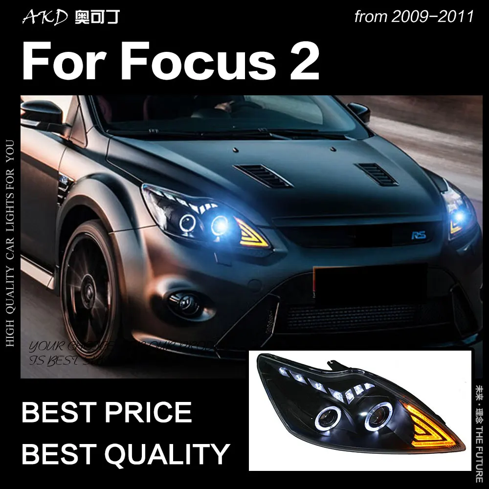АКД стайлинга автомобилей для Ford Focus фары 2009 2011 2 светодиодный фар ДРЛ Hid фара
