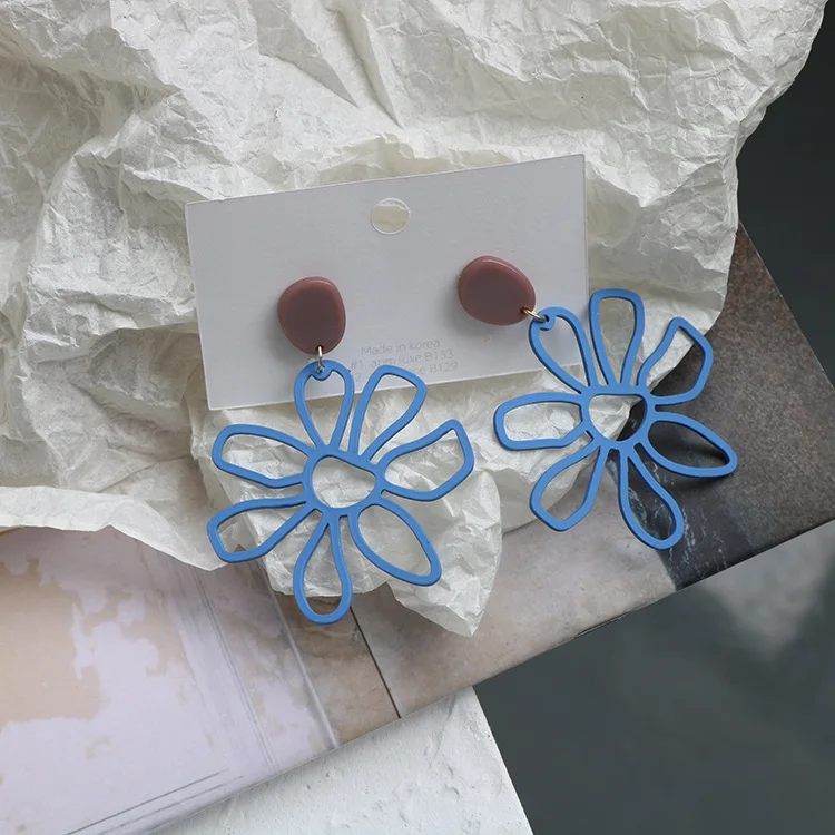 

Женские массивные серьги с фиолетовыми цветами, серьги в японском и корейском стиле, украшения для весны и лета, 2021