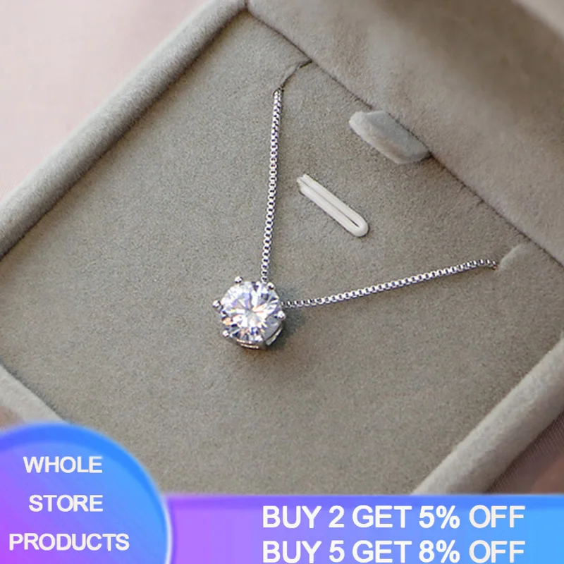 

new 925 Silver Women's Fashion New Jewelry High Quality Crystal Zircon Round Retro Simple Pendant Necklace Long 40/45/50CM