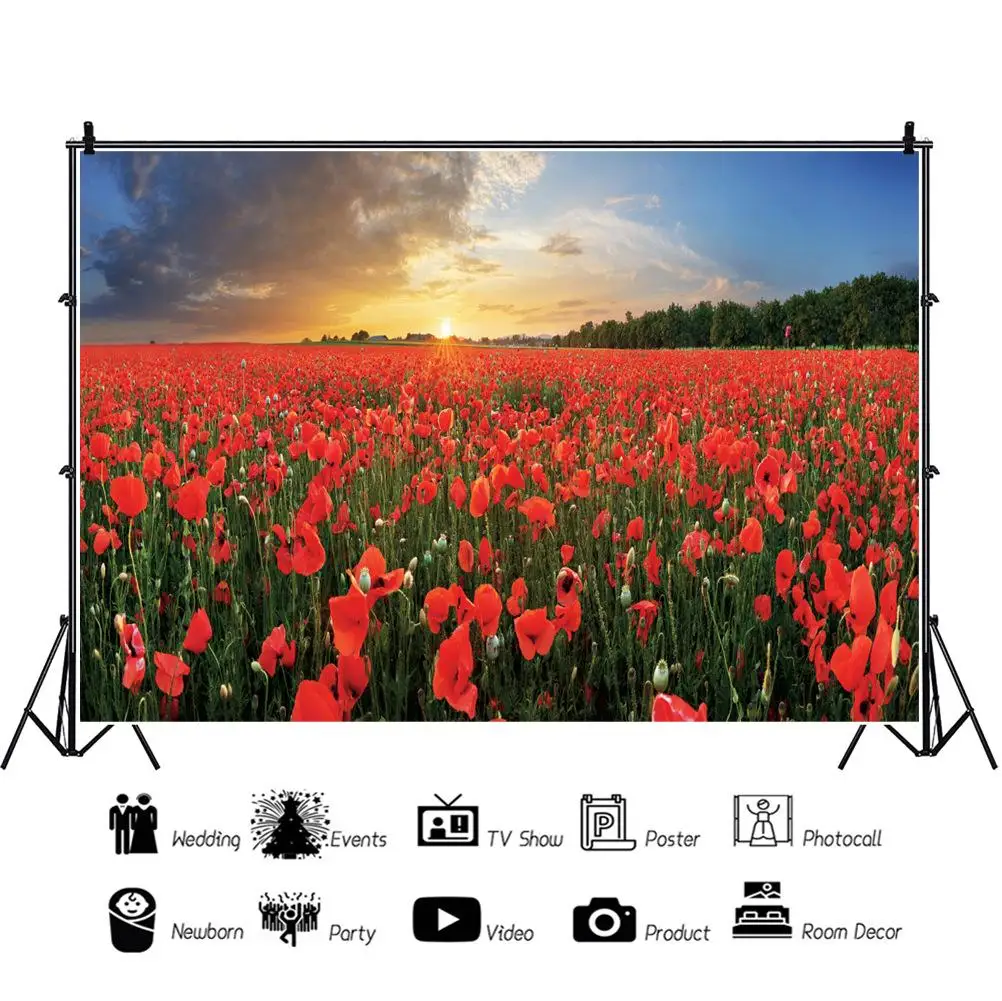 

Фон для портретной фотосъемки С закатом над морем красных цветов Декор наружный пейзаж Фотофон для студийной фотосъемки