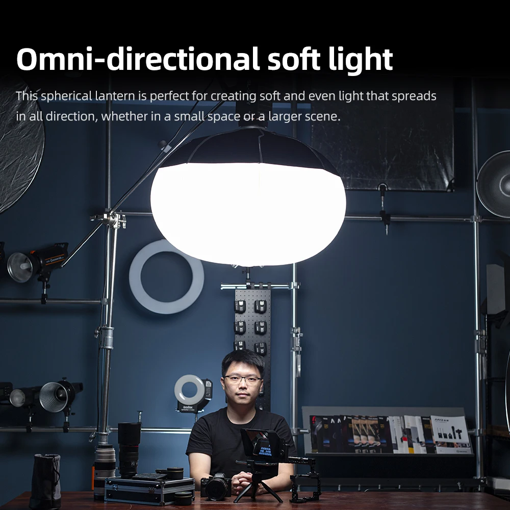 저렴한 Godox CS-65D/85D 라운드 모양 Softbox 랜턴 접이식 빠른 설치 휴대용 라이트 Bowens 마운트 LED 비디오 라이트 스튜디오 플래시