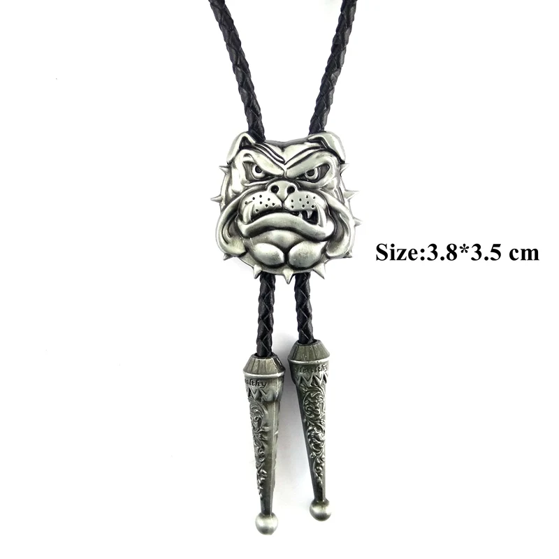 

Antique Silver Cool 3D Bulldog Western Cowboy Bolo Tie Handmade Novelty Neckties Rodeo Bola Tie for Mens Gift Accessories
