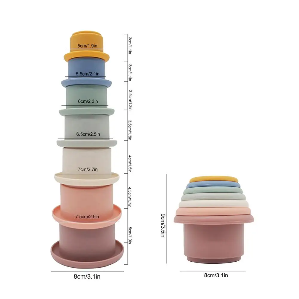 

7pcs Of Set Baby Stacking Cup Toys Interesting Early Educational Baby Bath Toys Stack Tower For Bath And Water Play Toys