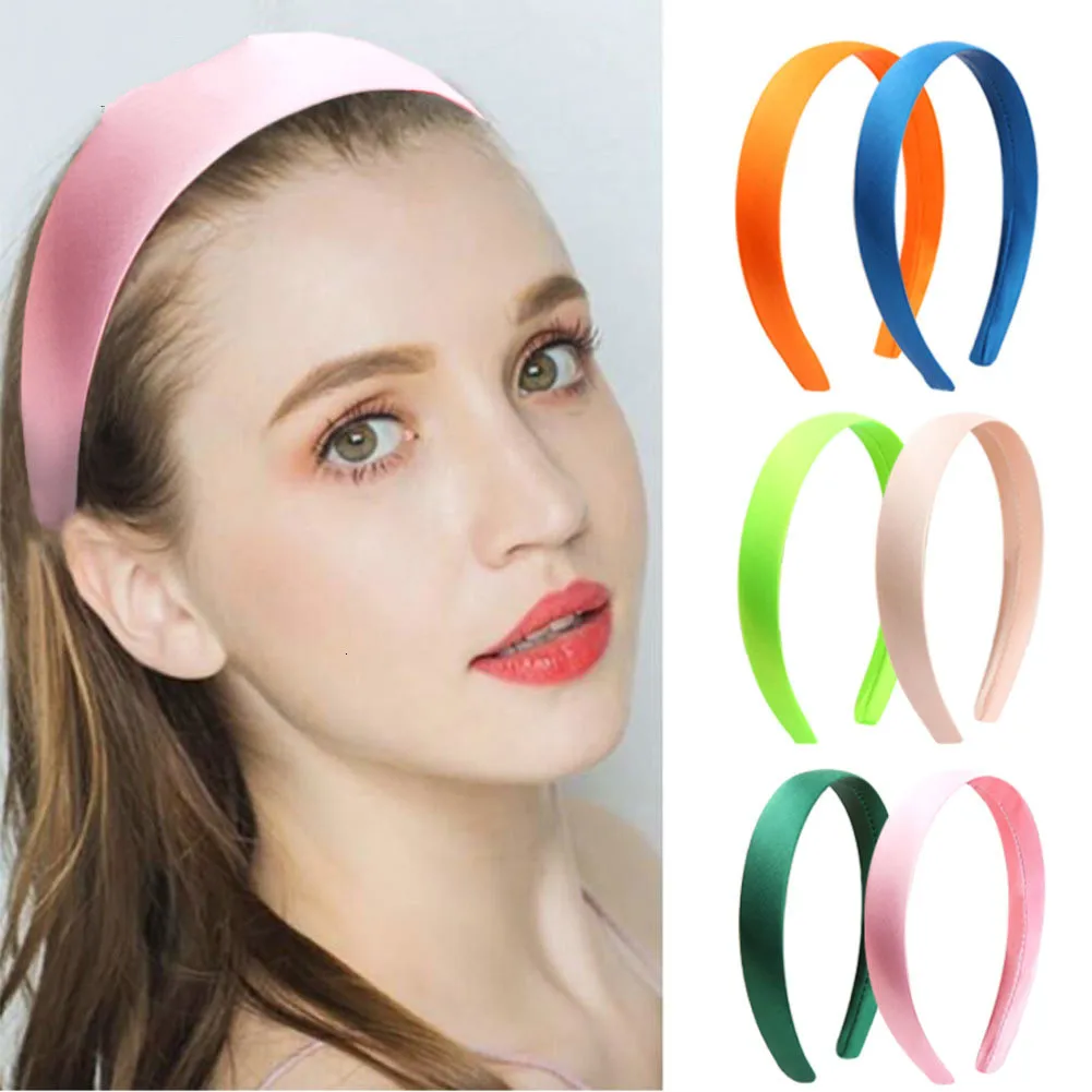 2 см однотонные Цвет плотная Haribands атласные головные ободки повязки для женщин