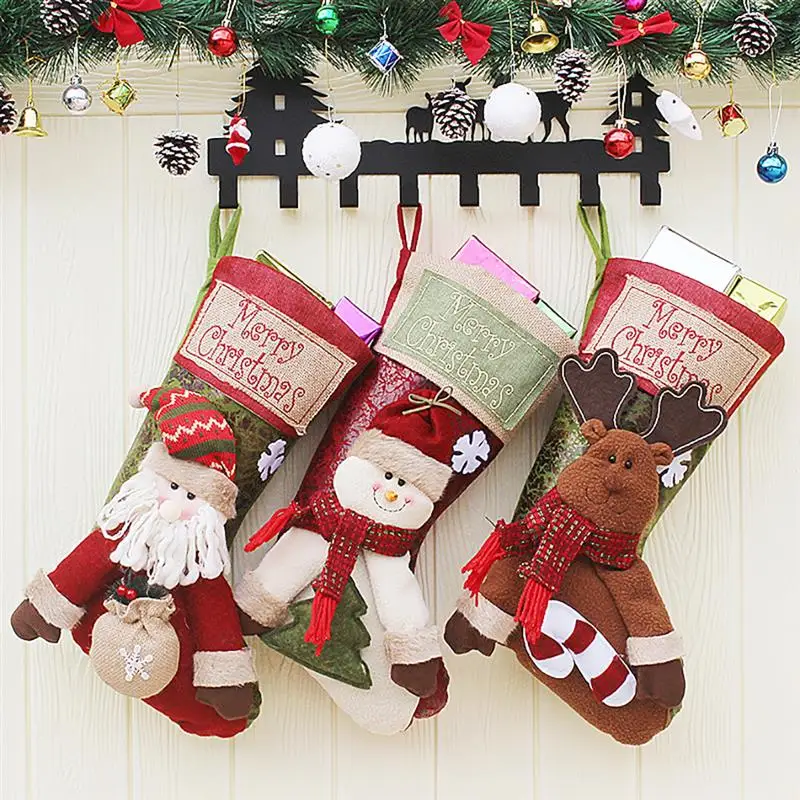 

New Year Christmas Stocking Sack Xmas Gift Candy Bag Noel Christmas Decorations for Home Natal Navidad Sock Christmas Tree Decor