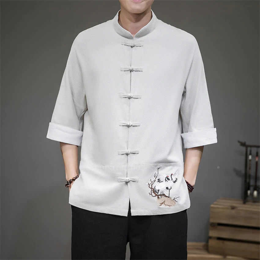 2020 радиальная Китайская одежда Мужская модная уличная костюм Тан Топ кран