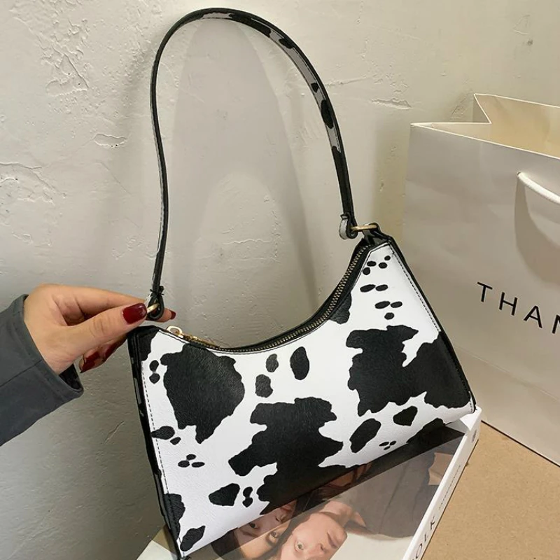 

Fashion PU Leather Women Baguette Underarm Bag Zebra Print Ladies Small Shoulder Bags Vintage Leopard Female Purse Handbags