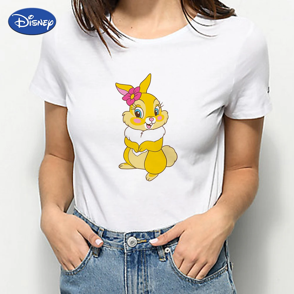 

Disney Bambi Cute Tops for Women Tee Shirt Basic 90s Plus Size Harajuku Short Sleeve Summer Ropa Aesthetic Vogue Crewneck Tshirt