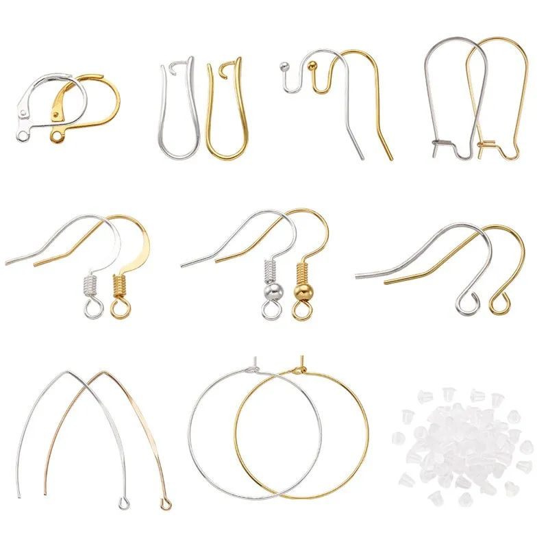 

1 Set Brass Earring Hooks Leverback Earring Findings Stainless Steel Hoop Earring Findings Plastic Ear Nuts for Jewelry Making