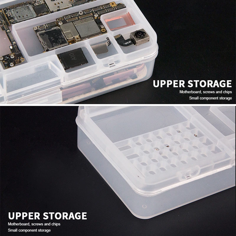 10pcslot storage box for iphone lcd screen motherboard ic chips component screws organizer container repair tools mobile phones free global shipping