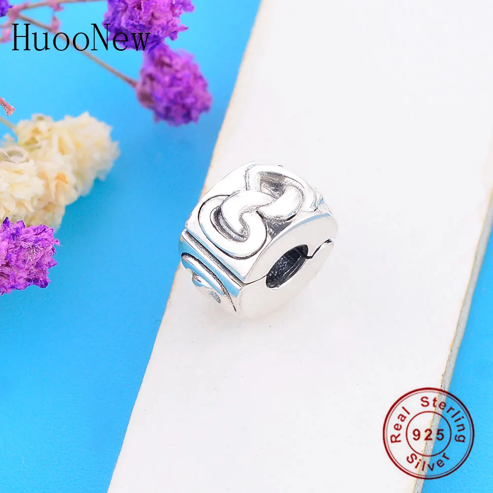 Fit Original Pandora Charm Bracelet 925 Sterling Silver Circle Row Of Interlinked Bead Clip Stopper For Making Berloque 2019 DIY | Украшения