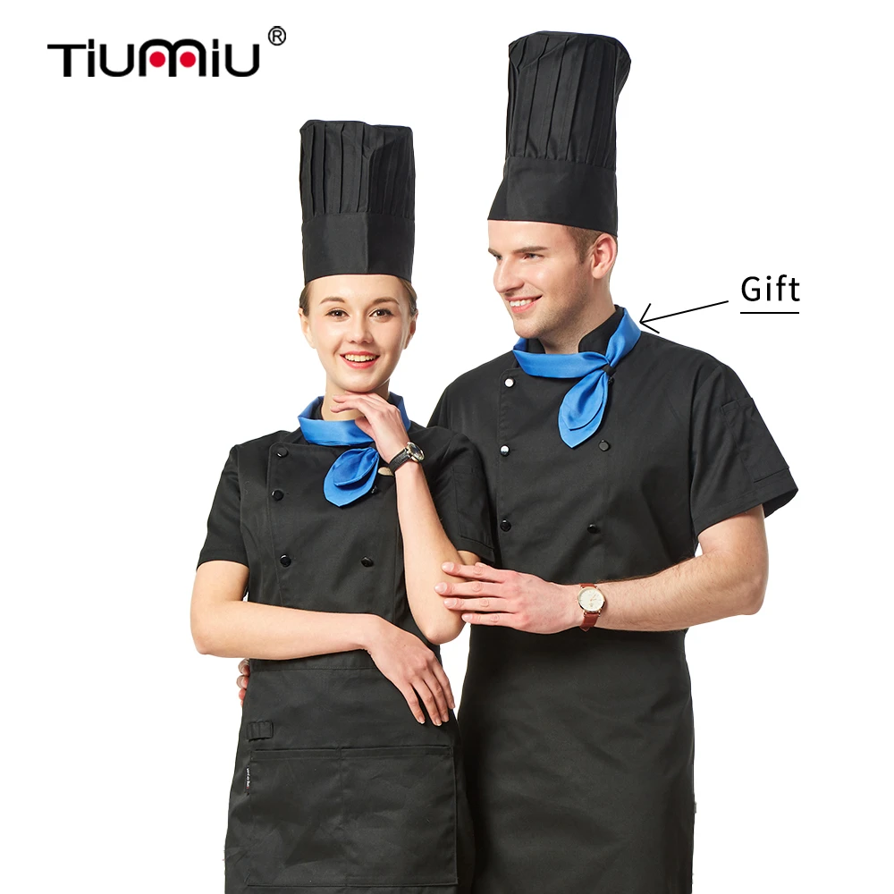 

Шеф-повар униформа Ресторан Топы хлебобулочные кухонная рабочая одежда с коротким рукавом из дышащего материала для кухни ресторана повар ...