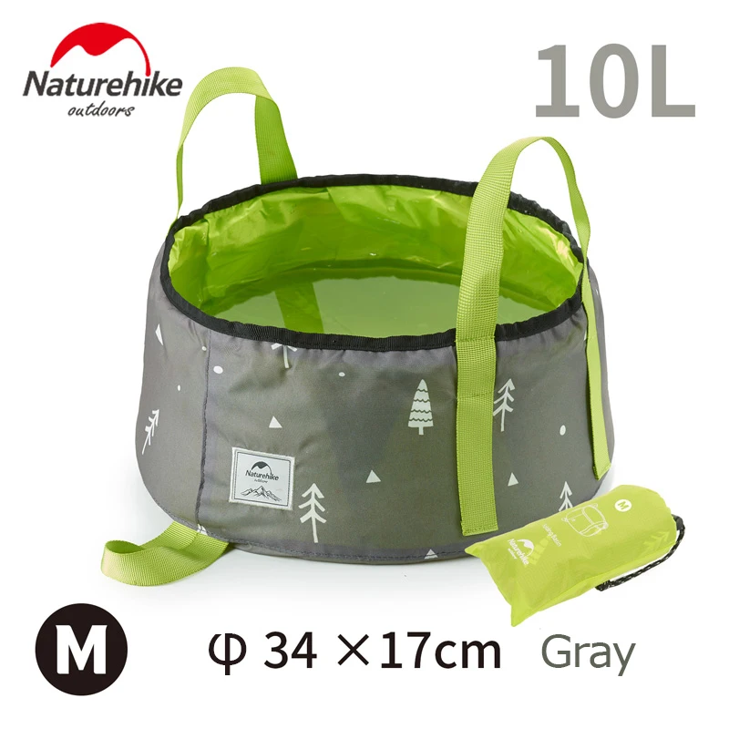 10L Gray NatureHike NH18L010-P складной умывальник ведро умывальник Кемпинг воды горшок мешок контейнер для автомобиля Рыбалка - Цвет: 10L Gray