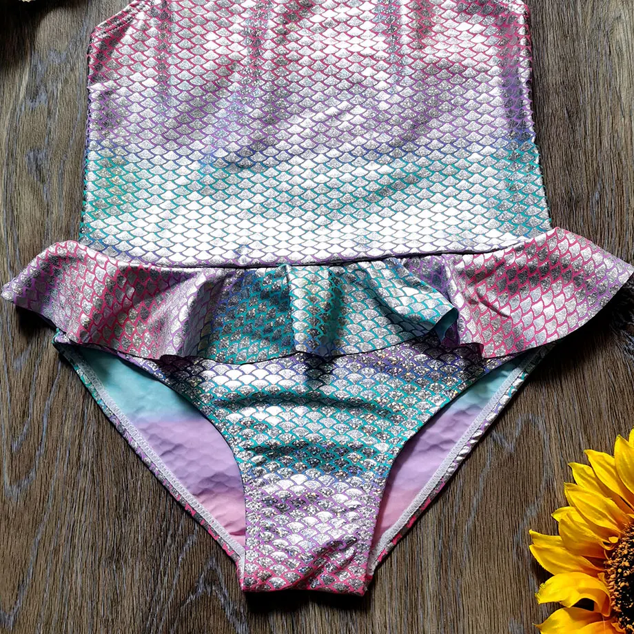 От 2 до 10 лет Купальник для девочек Цельный Детский купальный костюм Русалочки