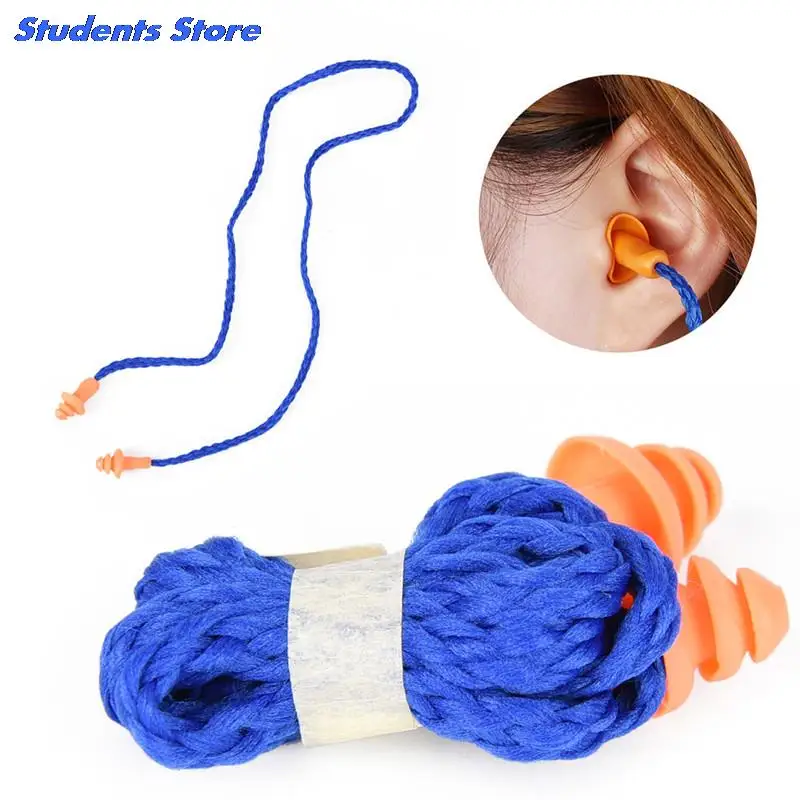 Ear care 10Pcs Soft Silicone Corded Plugs ears Protector Reusable Hearing Protection Noise Reduction Earplugs Earmuff |