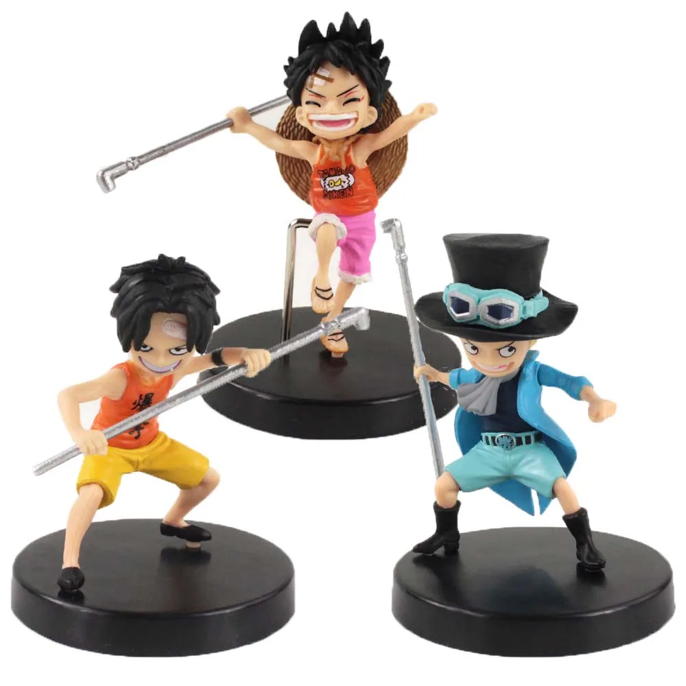 

3Pcs/Set Anime One Piece Action Figure Child Brothers Luffy Ace Sabo Model Toy Doll Gift for Kids