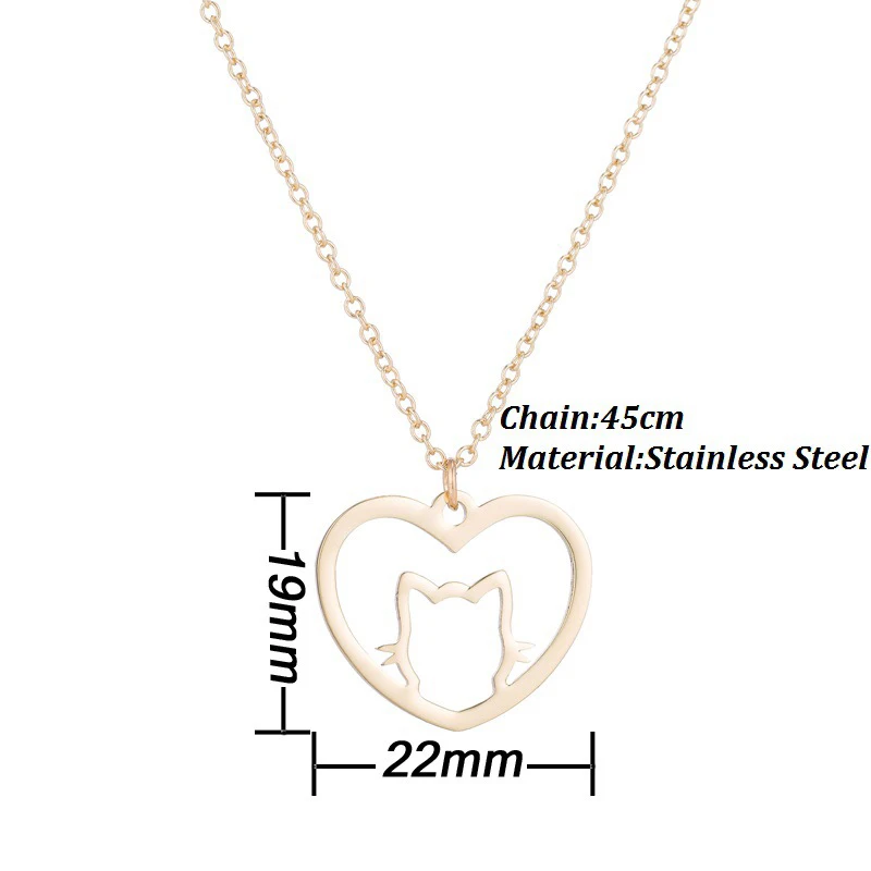 stainless steel pink heart cat necklaces womens couple pendants Steel color woman accessories fashion jewelry chain on the neck | Украшения