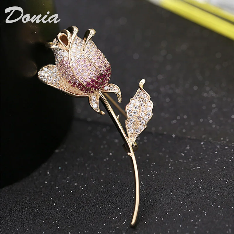 

Donia jewelry Fashion rose brooch copper micro-inlaid AAA zircon brooch shawl buckle brooch versatile coat accessories