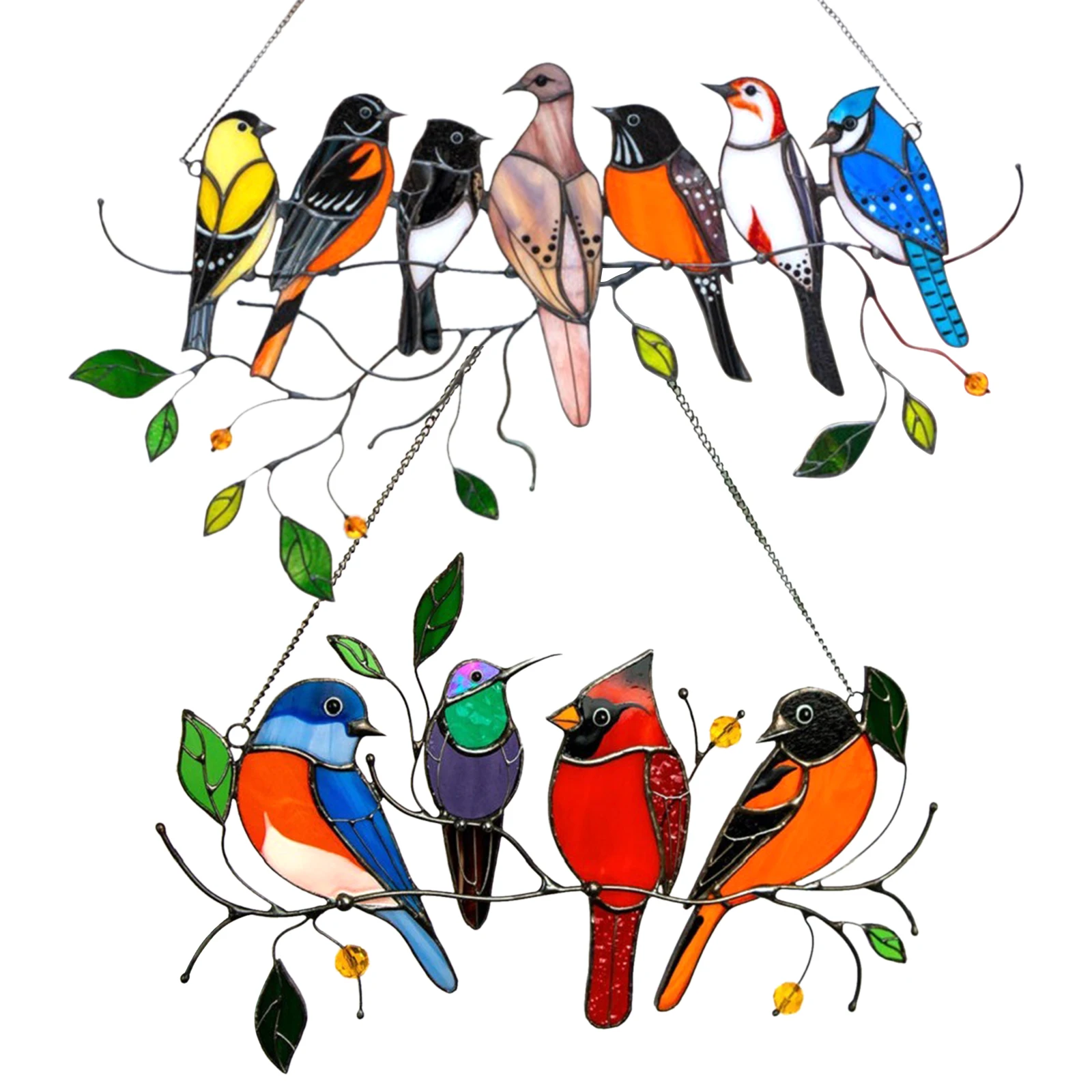 

Stained Bird Glass Window Hangings Acrylic Wall Hanging Mini Birds Decor Room Accessories Scandinavian Decor Handcrafted Gift