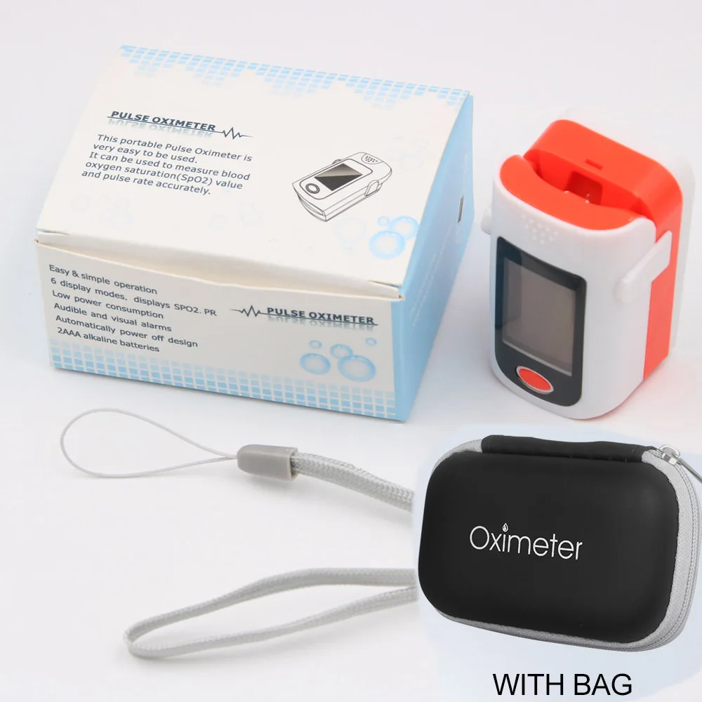 orange WITH bag Портативный Пальчиковый оксиметр, медицинское оборудование, монитор сердечного ритма, ЖК-аппарат для измерения сердечного ритма, Saturometro Home - Color: orange WITH bag