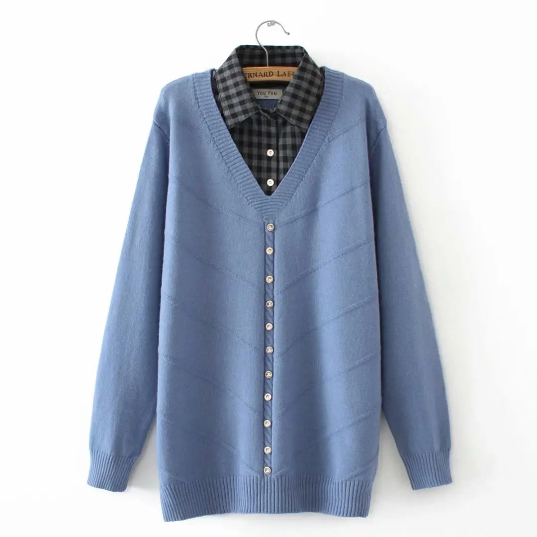 Женский трикотажный свитер осенне-зимний Свободный пуловер | Женская одежда