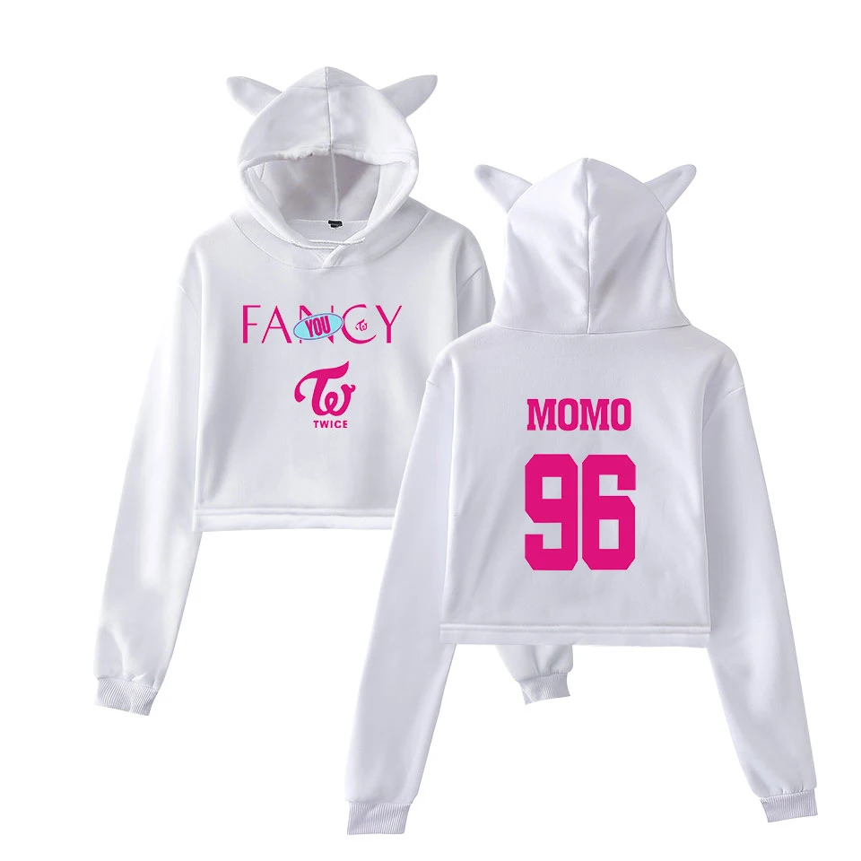 Twice Fancy Crop Топы женские Kpop модные толстовки с принтом корейский стиль два раза