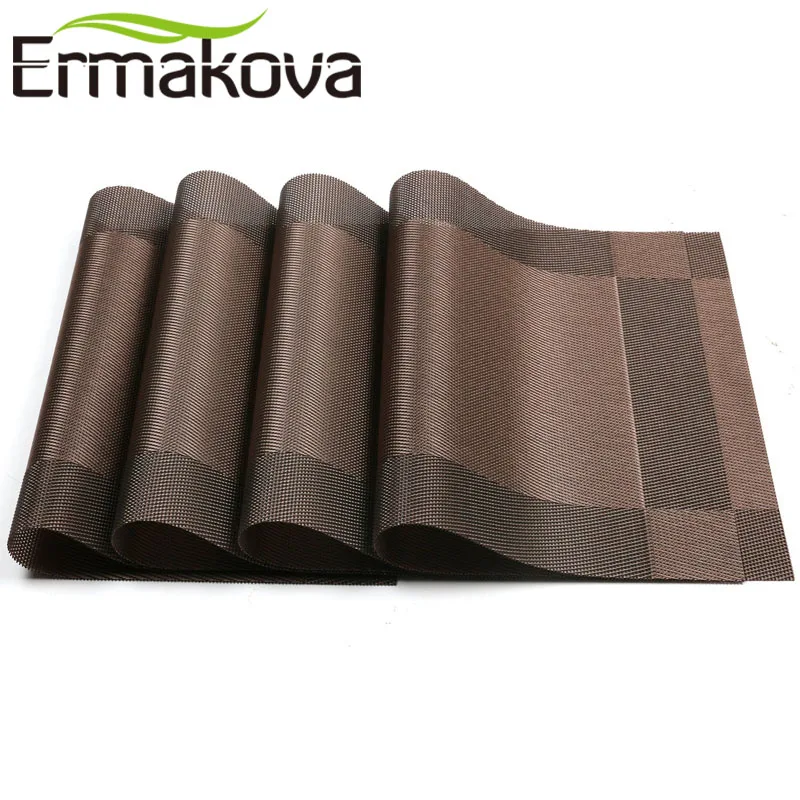 ERMAKOVA 4/6 шт. нескользящий коврик для стола из ПВХ тканый виниловый моющийся