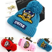 anime paw knitted hat patroled puppy dog embroidery hip hop winter cap keep warm christmas gift for 3 to 6 years baby girls boys
