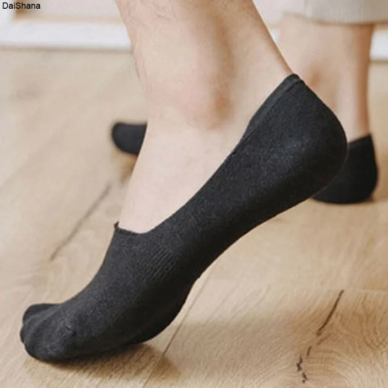 5Pairs/lot Summer Thin Invisible Cotton Men's Socks Silicone Non-Slip Sock For Men Breathable Pure Color Sock Fashion Boat Socks