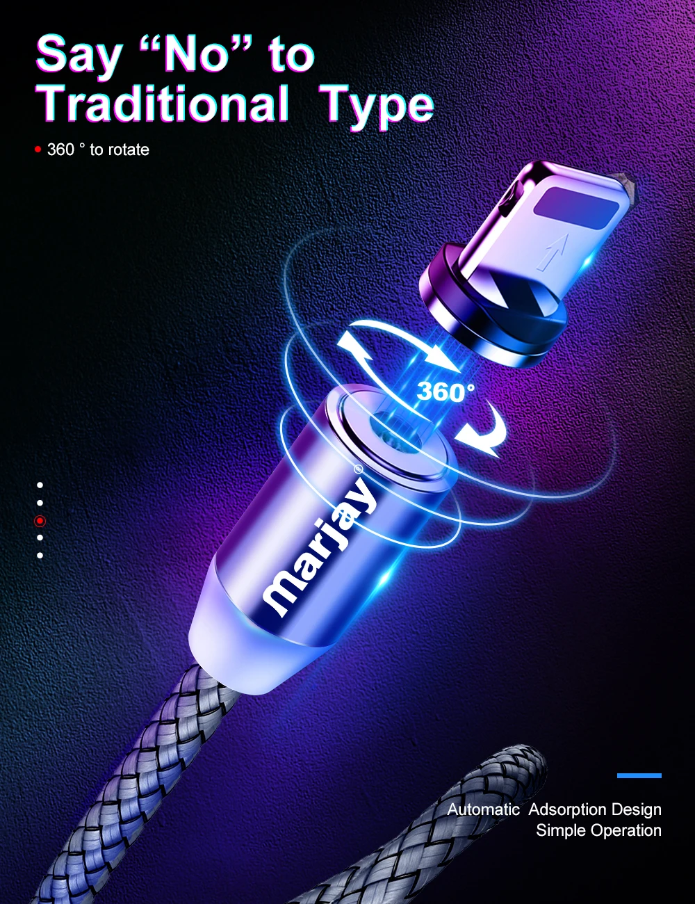 Marjay, магнитная зарядка зарядное устройство, магнитный кабель Micro USB кабель для iPhone, samsung, Android, быстрая зарядка, магнит, usb type-C кабель, шнур для мобильного телефона, провод