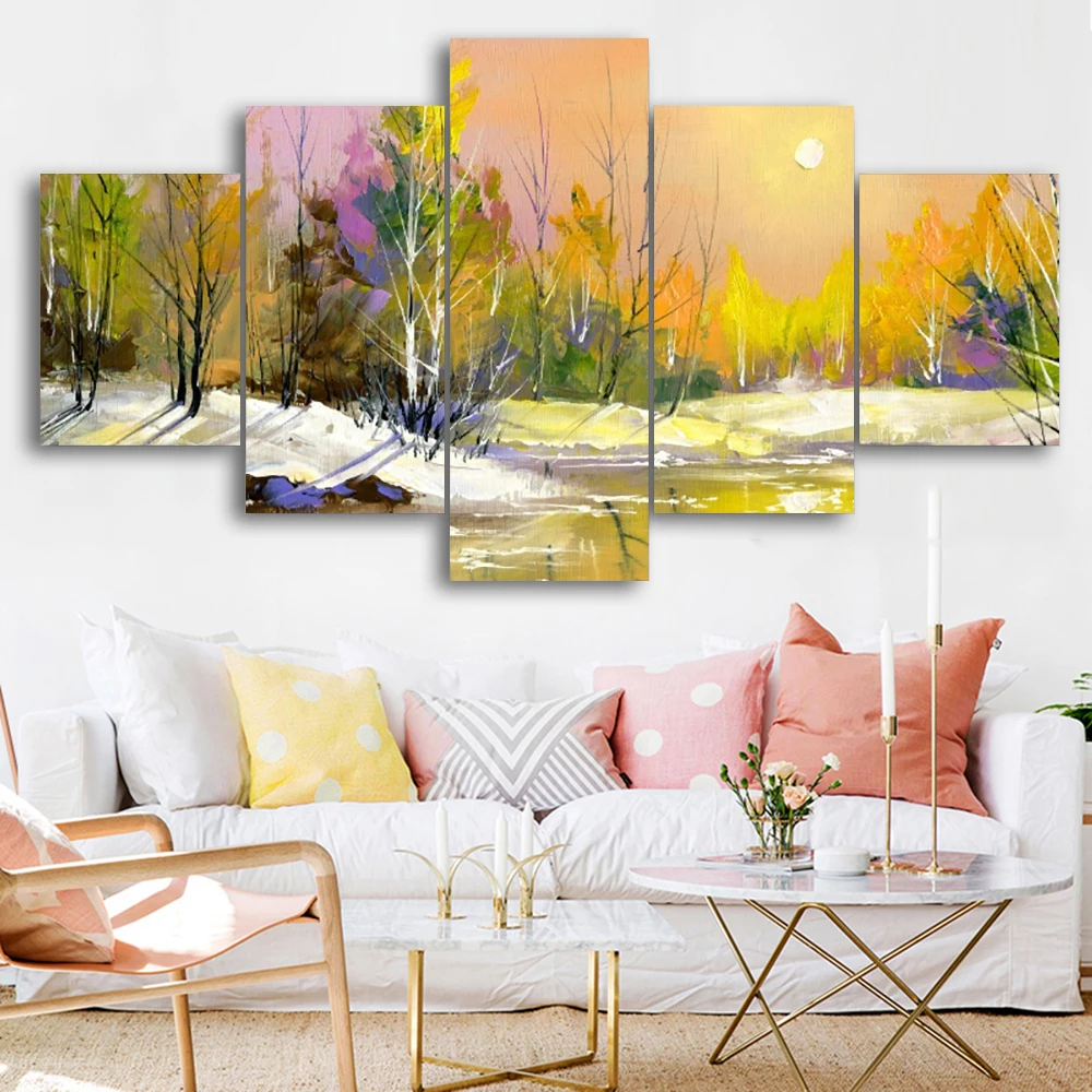 Laeacco теплые зимние солнечные картины на холсте украшение дома Настенные рисунки