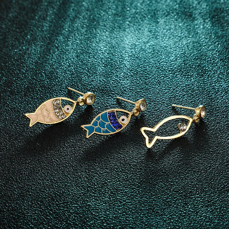 3 шт./компл. милые женские серьги синие розовые хрустальные золотые