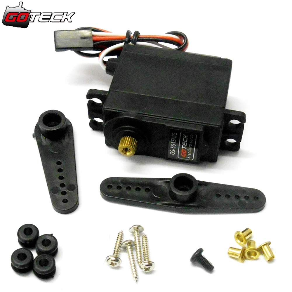 

GOTECK GS-5515MG 4.8-6.0V 15KG Carbon Metal Gear Analog Servo Double Ball Bearings For RC Robot Car Truck Airplane Helicopter