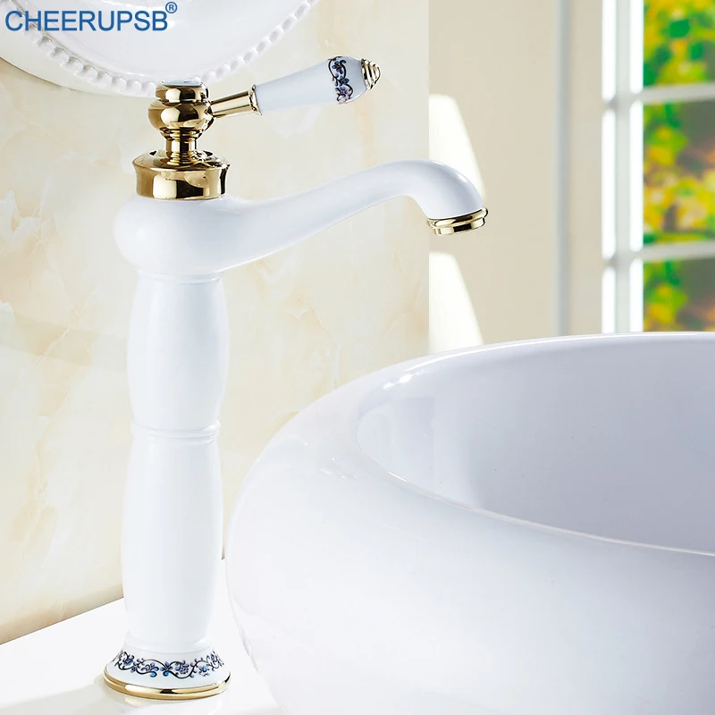 Латунный Смеситель для раковины однорычажный кран ванной комнаты цвет белый и