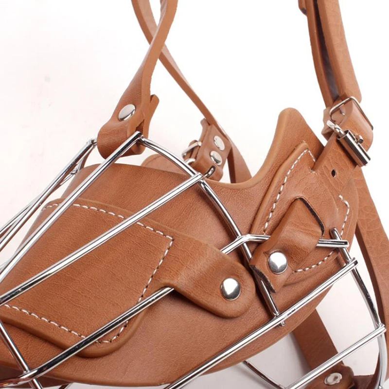 Черная/коричневая крепкая металлическая проволочная корзина для собак мордочка