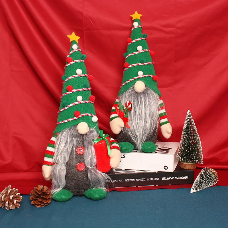 Nueva mu&ntilde;eca de &aacute;rbol de Navidad sin rostro, mu&ntilde;eco forester enano en forma de &aacute;rbol, adornos para mu&ntilde;ecas-2