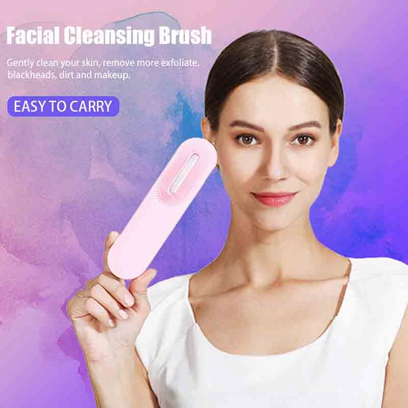 

Facial Cleaning Brush Deep Cleaning 3 in 1 Portable Silicone Sonic Vibration Skin Care Home Travel USB Charging