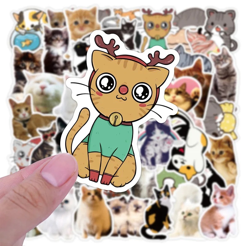 

50/80pcs Cute Cats Stickers Animal Graffiti Waterproof Sticker Toys For Suitcase Laptop Bike Luggage Car Scooter Guitar Sticker