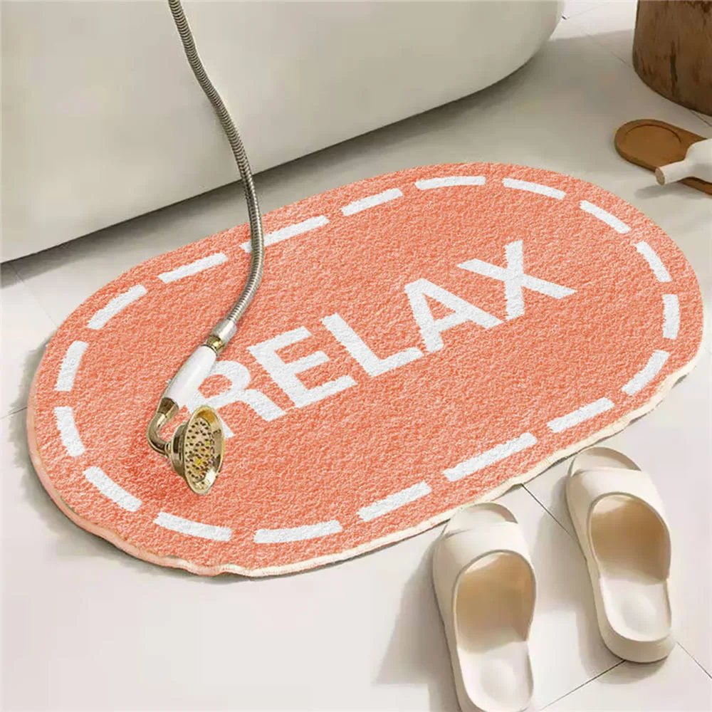 

Oval Cartoon Carpet Bathroom Soft Plush Warm Carpet Water absorption Non-slip Entrance Door Absorbent Mat Door Cute Mat