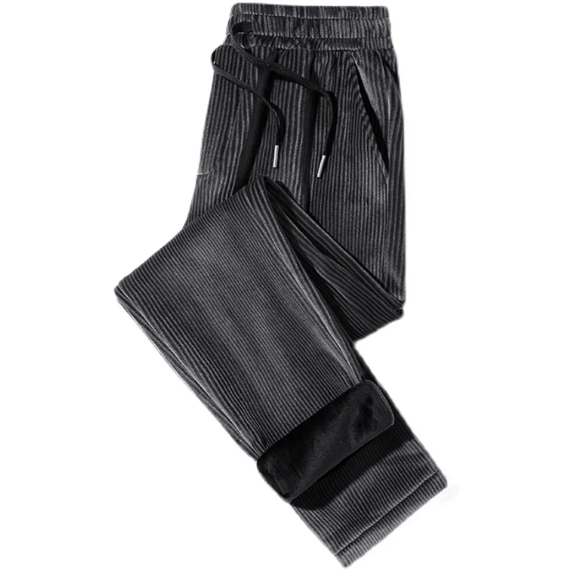 

Мужские плотные вельветовые брюки, Осень-зима 2021, мужские флисовые теплые однотонные брюки, мужские свободные плюшевые плотные брюки на шну...