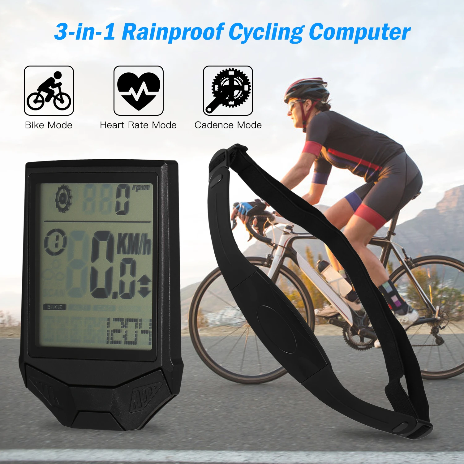 Беспроводной велокомпьютер Lixada велосипедный одометр спидометр ЖК дисплей 3 в 1