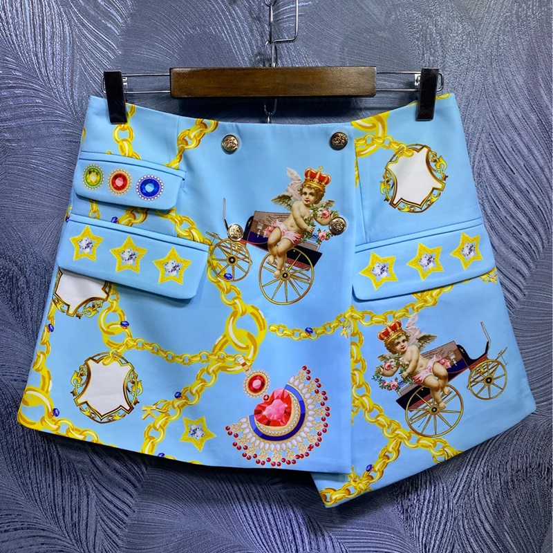 

Seifrmann Women Summer Fashion DesignerSkirts Set Long Loose Blouses+High Waist Print Asymmetrical Skirts 2 TwoPiecesSuits