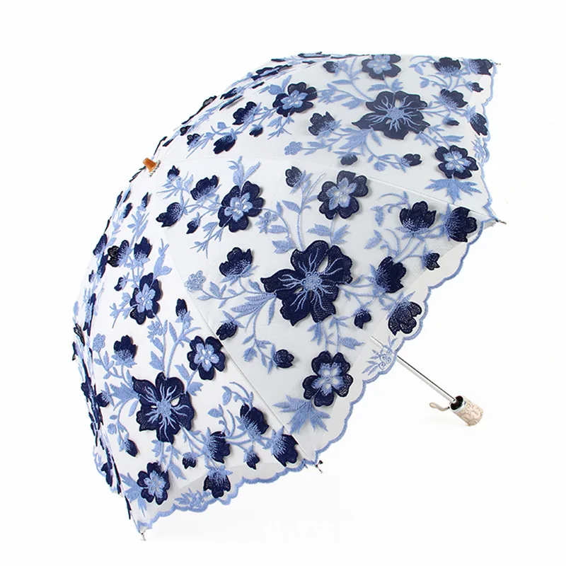 

New Double-layer Lace Umbrella Sun Protection And UV Protection Two Fold Folding Gift Umbrella Elegant Women Parasol
