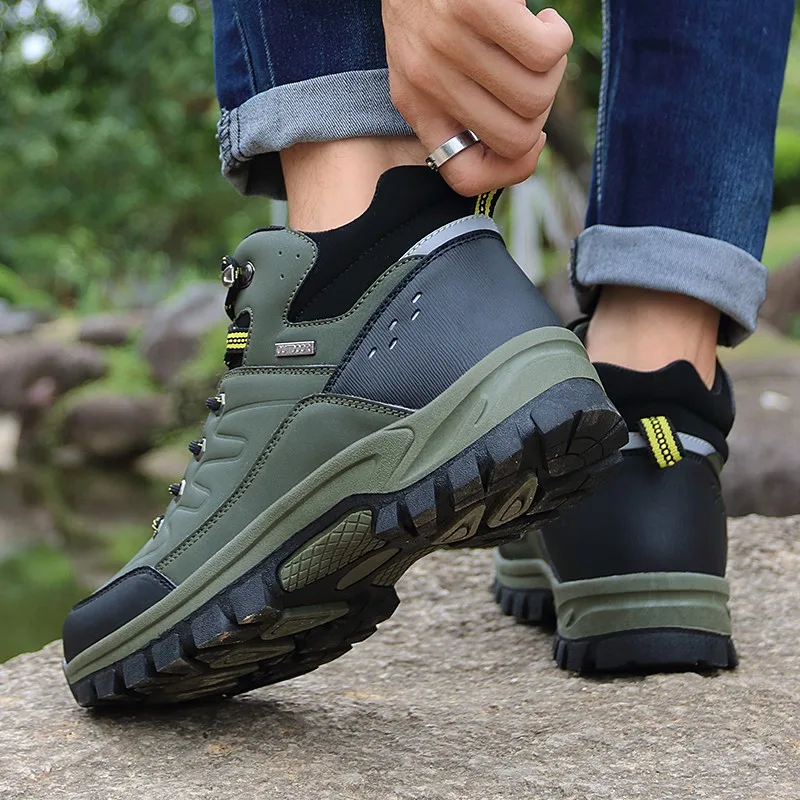 

Brand Winter Men's Boots Warm Men's Snow Boots High Quality Leather Waterproof Men Sneakers Outdoor Men Hiking Boots Work Shoes