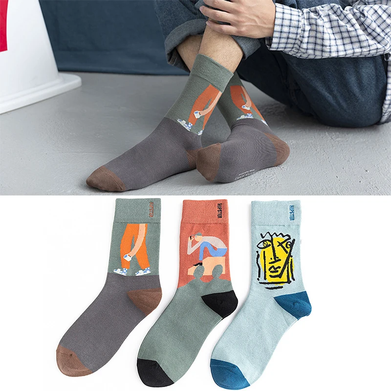 

unisex men's and women's socks autumn and winter fashion Korean version of the trend embroidered cotton socks couple tube socks