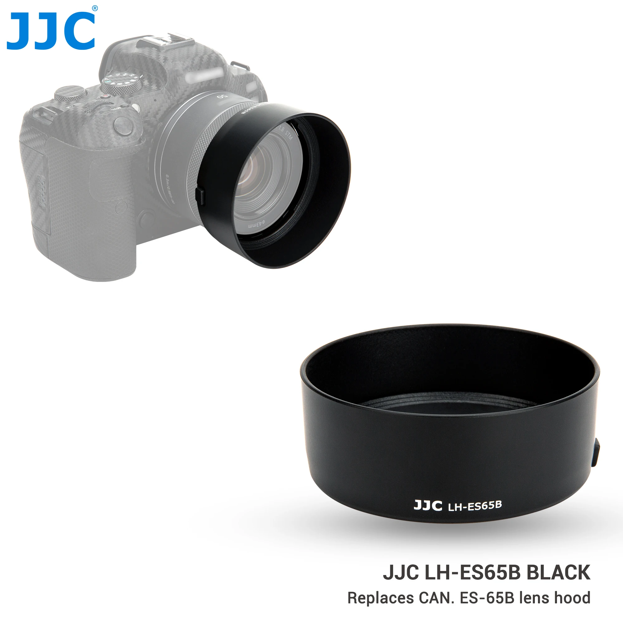 

JJC Reversible Lens Hood Compatible with Canon RF 50mm F1.8 STM Lens for EOS R6 Ra R RP R5 C70 Replaces ES-65B Lens Hood